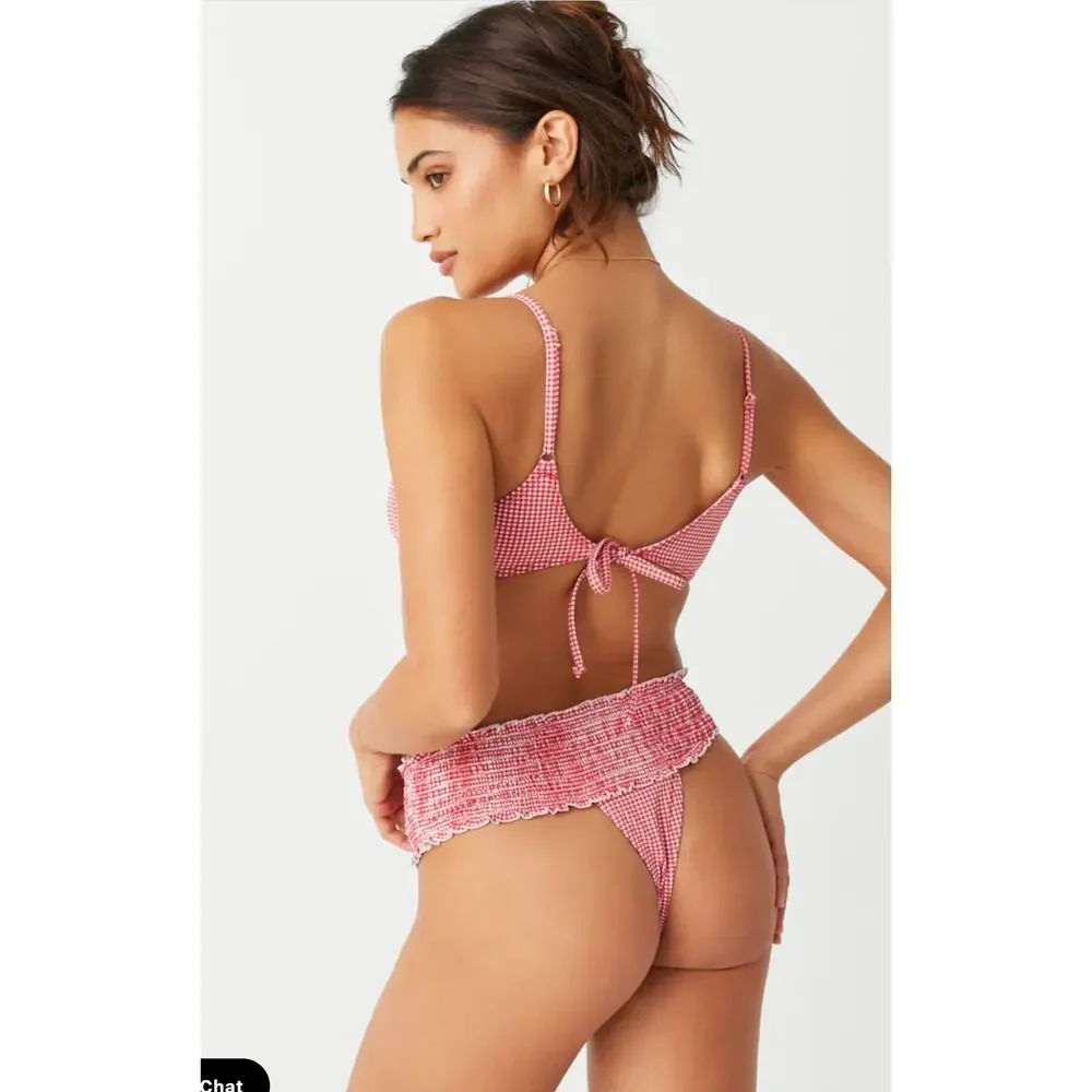 Frankies Bikinis Bikini XS Sofie Micro Bikini Bottom Gingham Ruffle Beach Pool